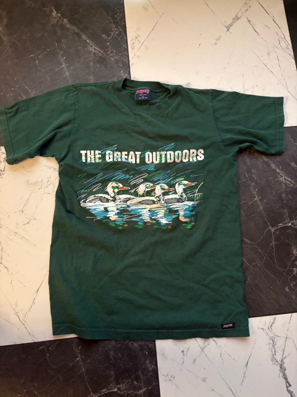 Jansport Forest Green 'The Great Outdoors' Graphic Tee Vintage 90s